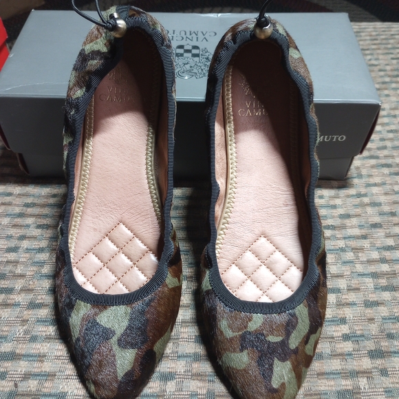 Vince Camuto Shoes - Vince Camuto Green and Brown Camouflage Flats